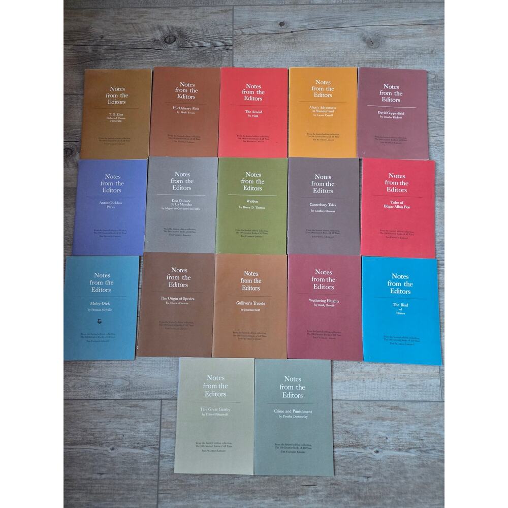 Lot of 17 Franklin Library "Notes from the Editors" Books - 100‎ Greatest Books